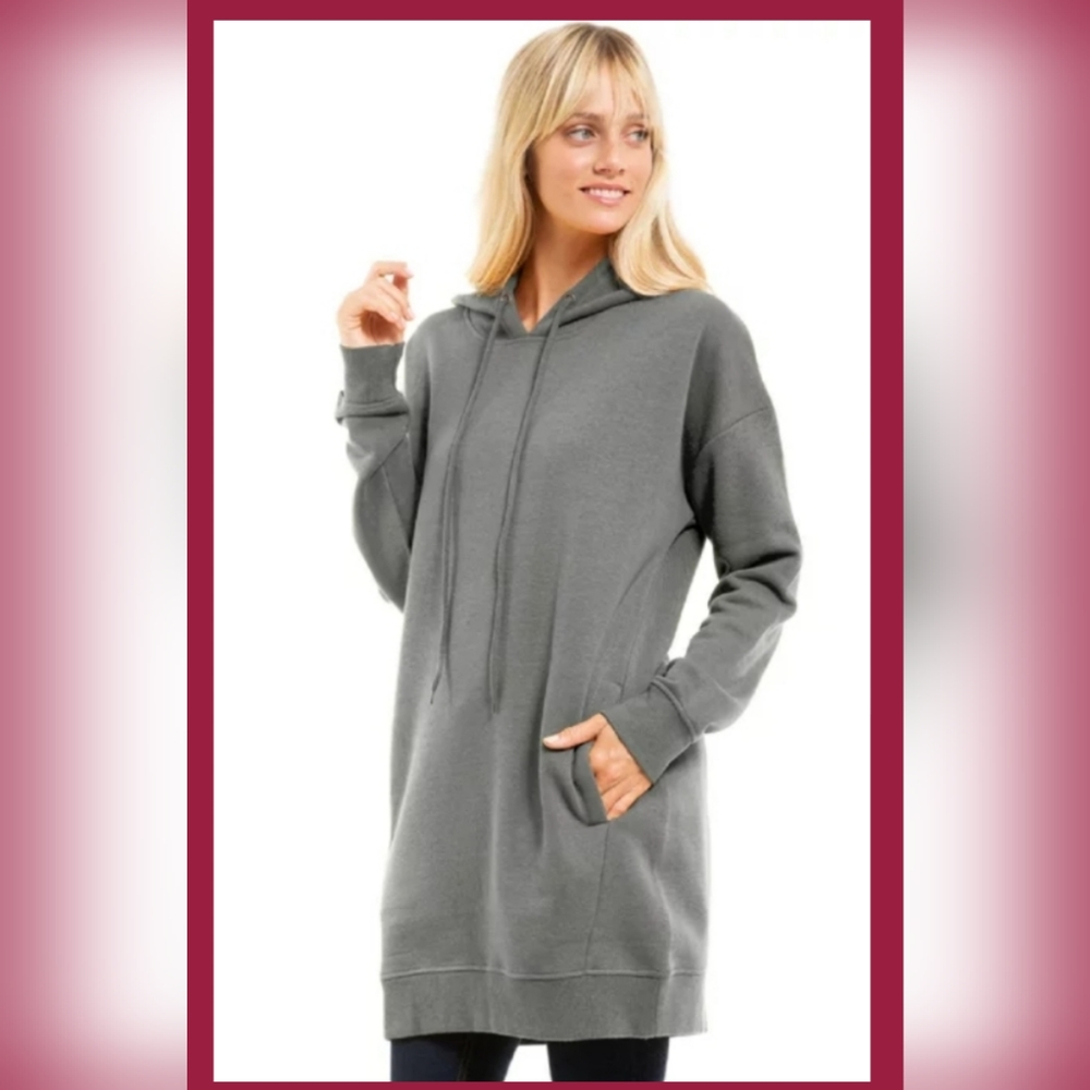 Long Sleeve Fleece Hoodie Tunic